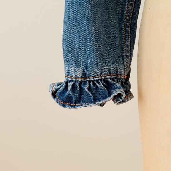 Feminine Cotton Gap 1969 Jean Jacket Ruffles & Peplum Size Medium Coquette Girly - Picture 5 of 11